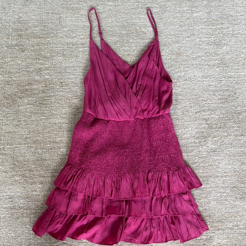 Smocked Magenta Ruffled Dress